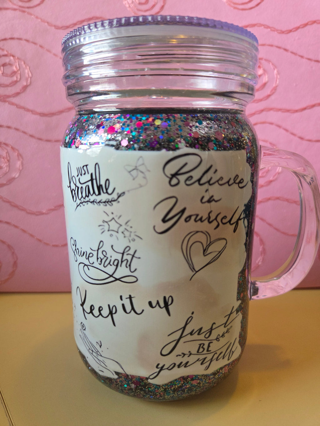 Affirmations Glitter Mason 20oz