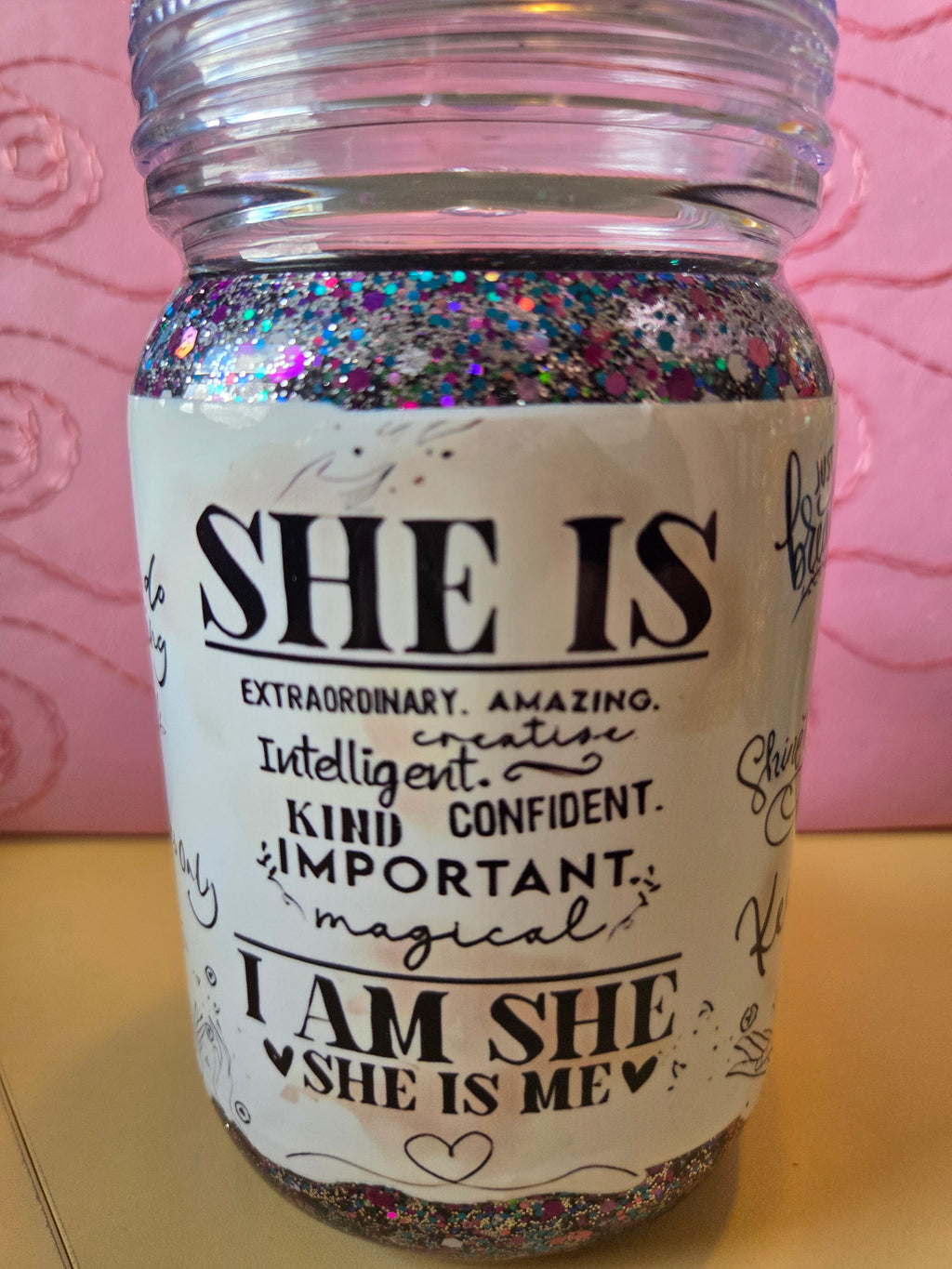 Affirmations Glitter Mason 20oz