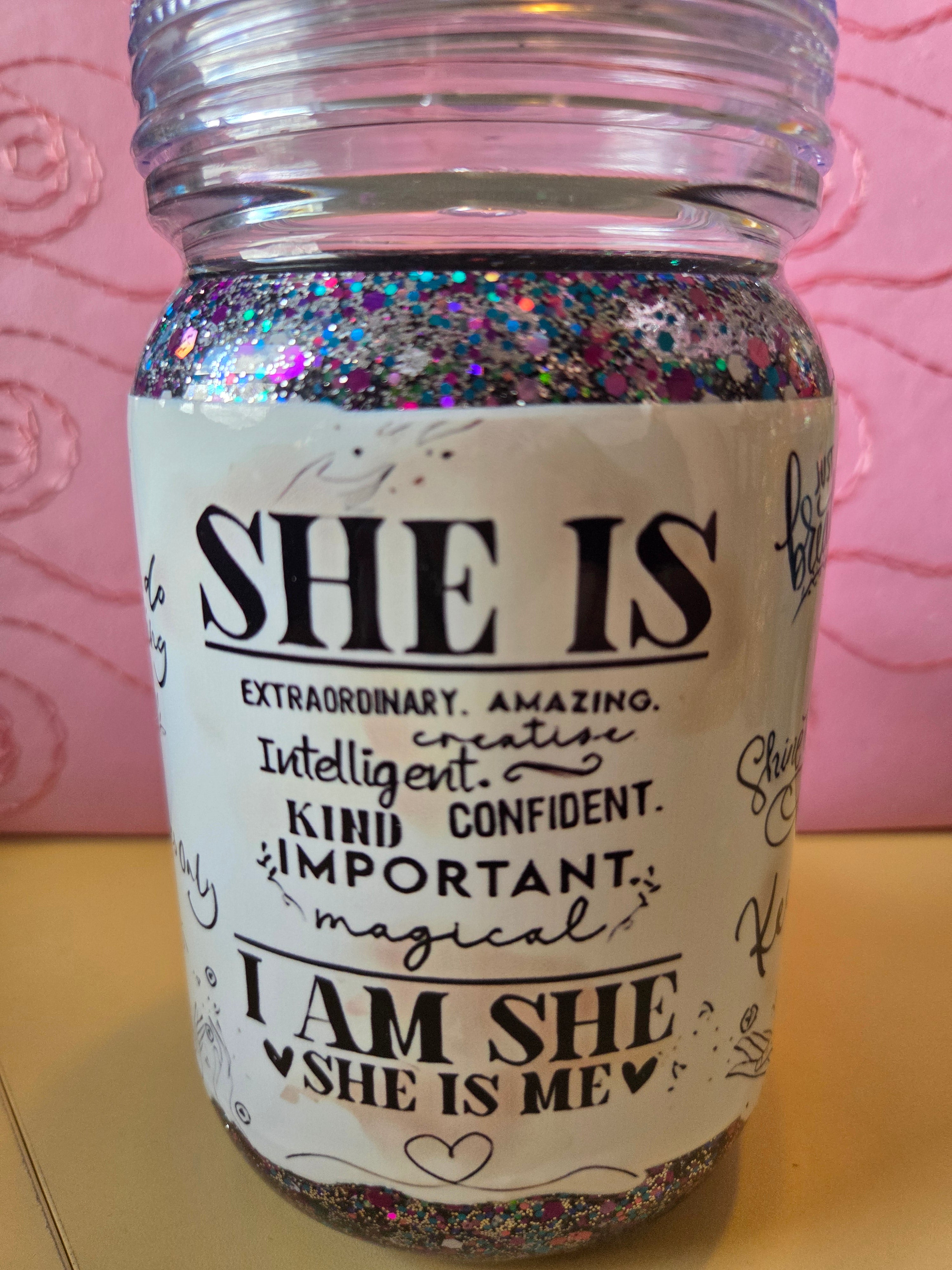Affirmations Glitter Mason 20oz