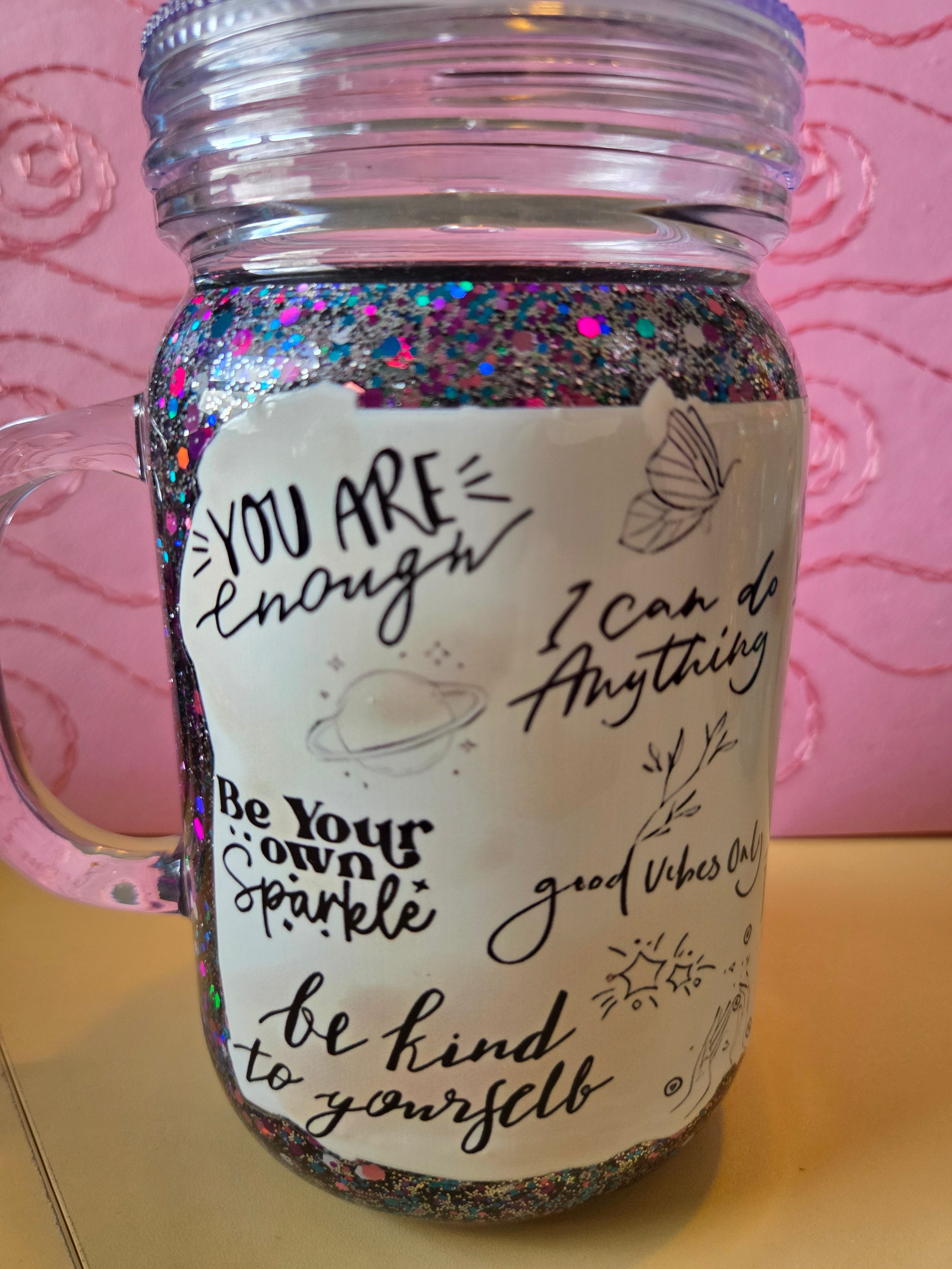 Affirmations Glitter Mason 20oz