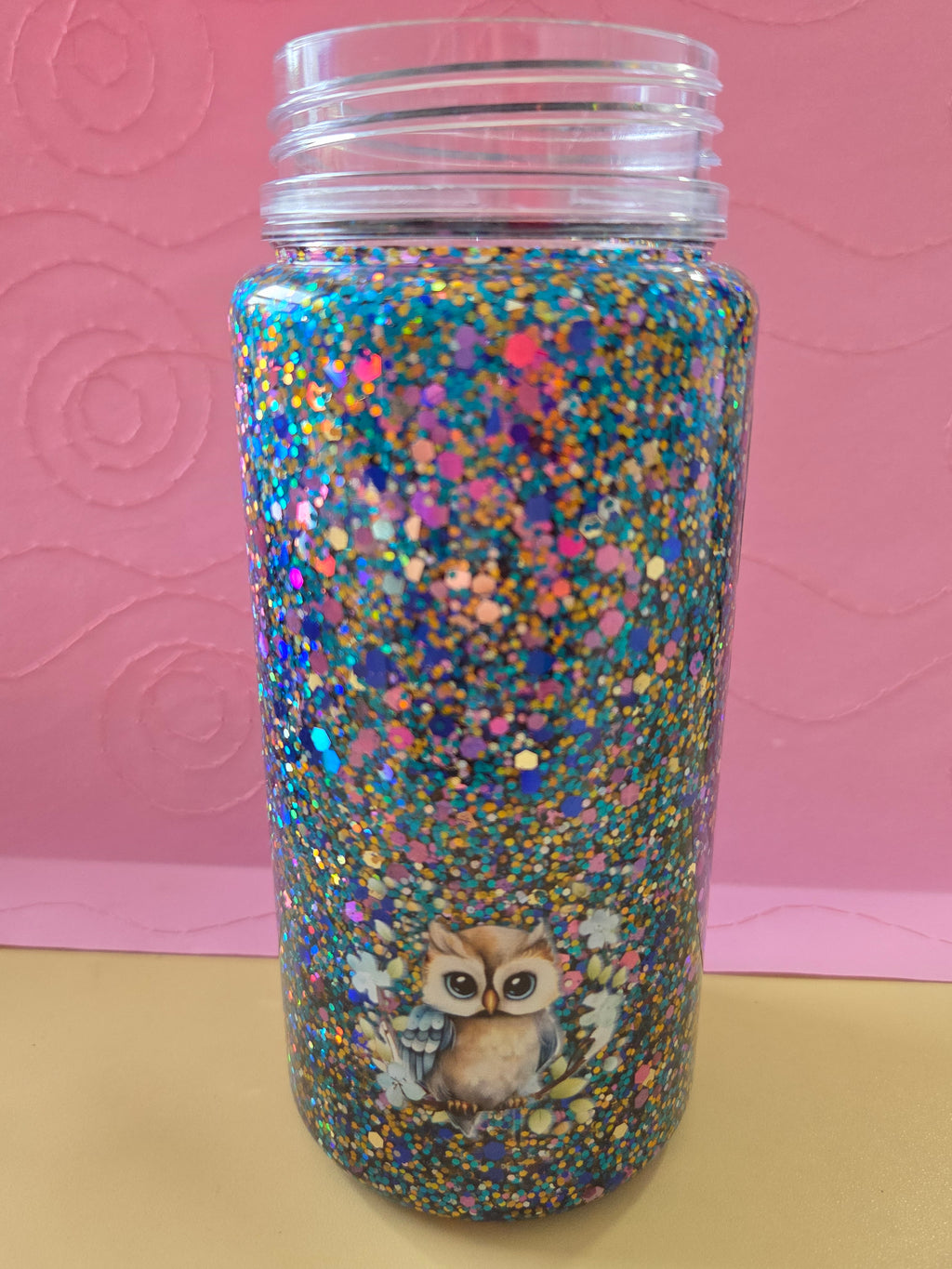Cute Owls Glitter Kids 10oz