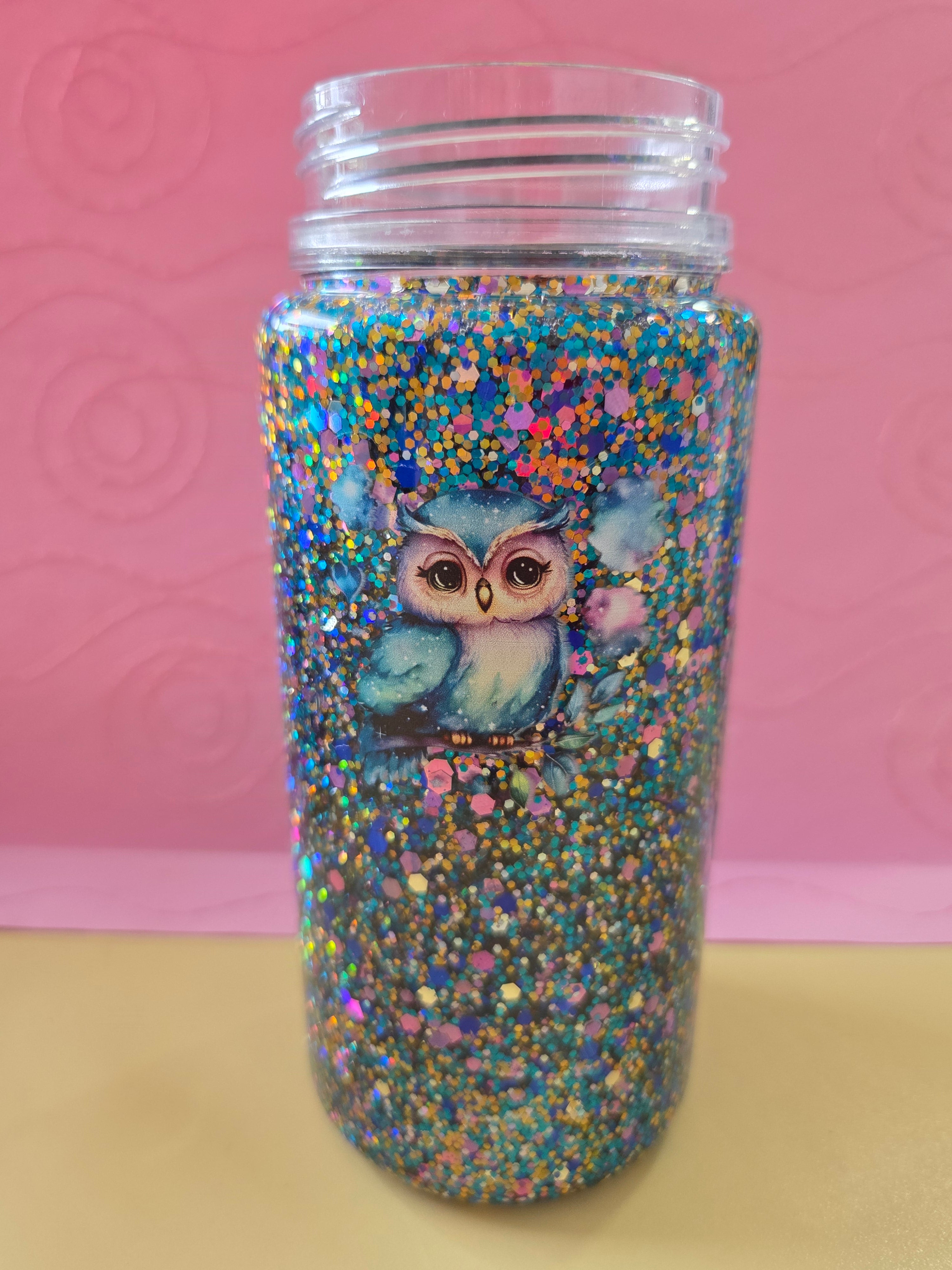 Cute Owls Glitter Kids 10oz